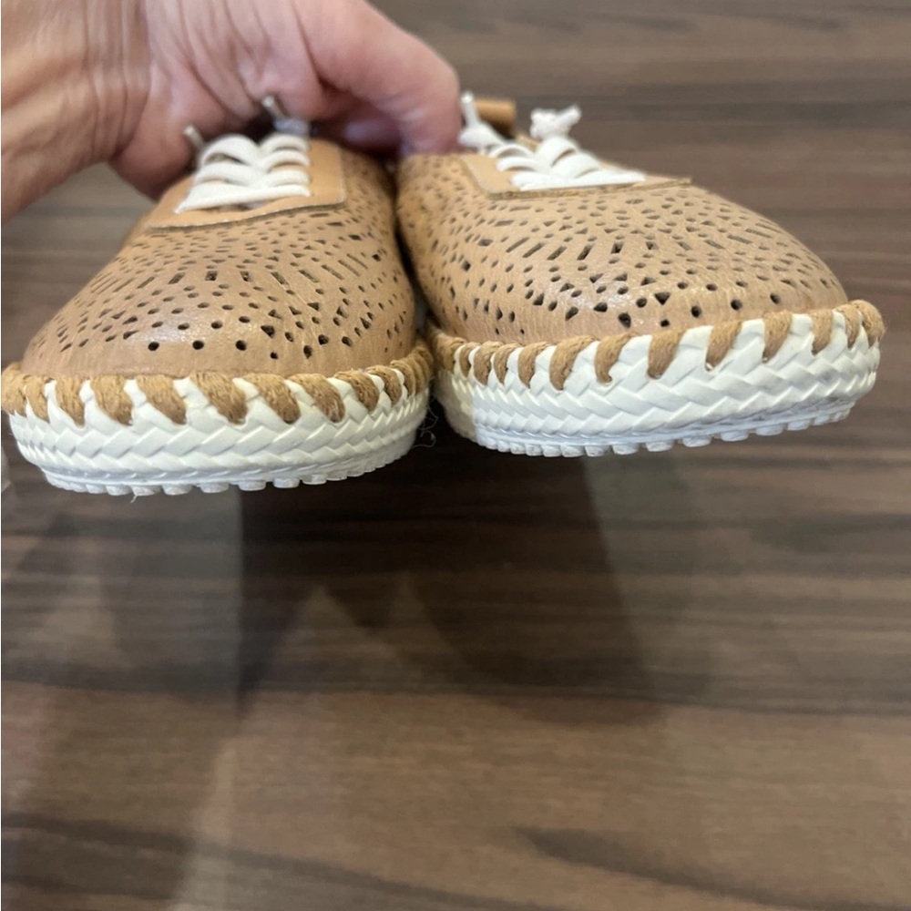 Biza Perforated Leather Raven Slip On Shoes, Size 7/7.5 View 4